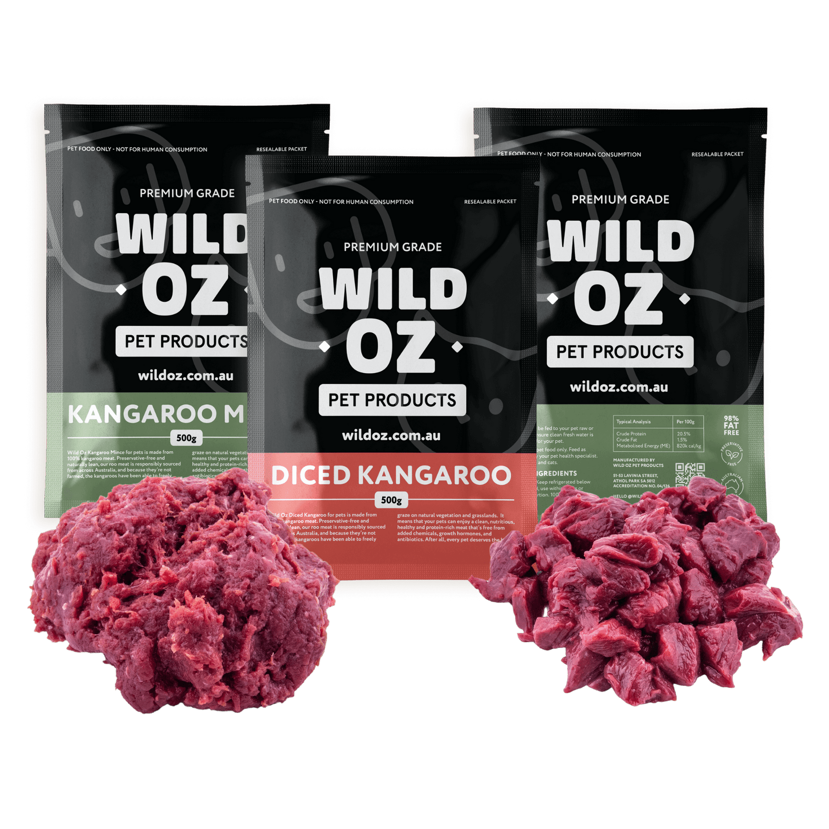 Raw Kangaroo pet food starter pack large dog wildoz