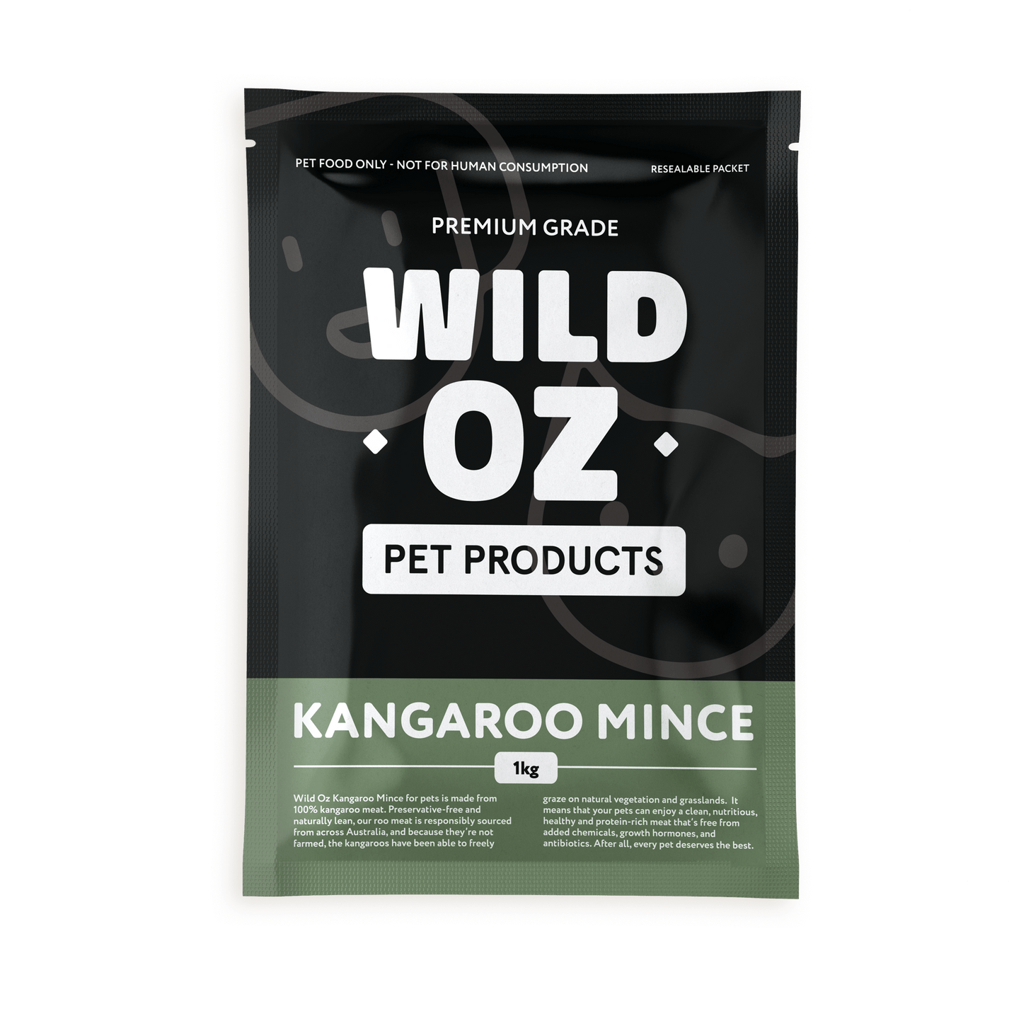 Raw Kangaroo mince pet food 1kg wildoz